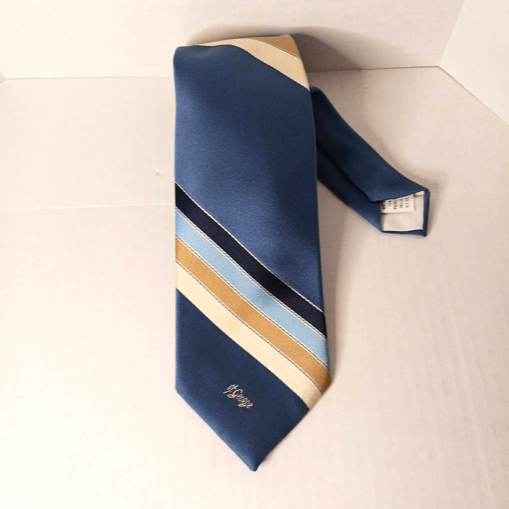 Allyn St George Men's Blue Striped Multicolor Tie